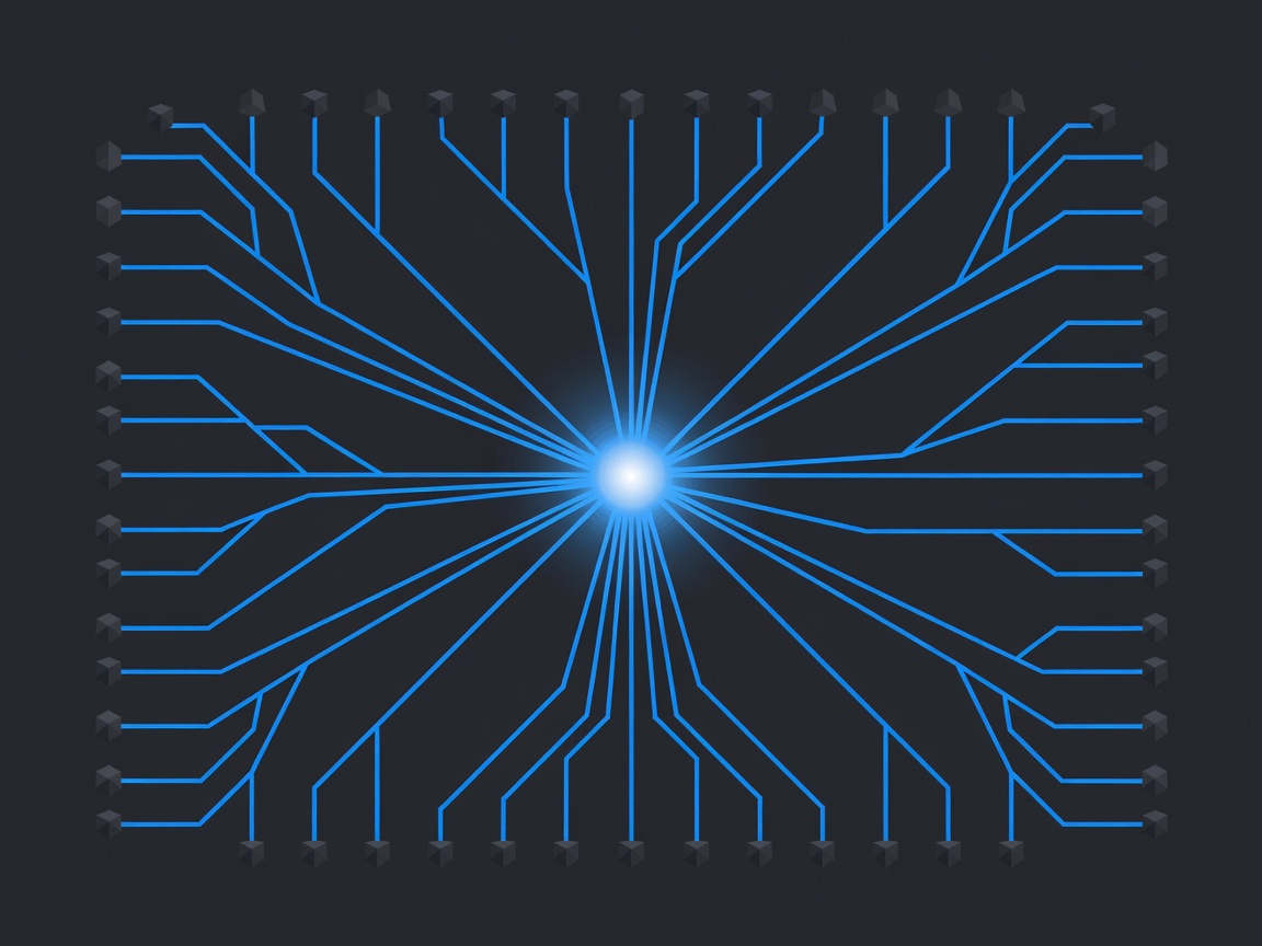 Diagram showing a central AI node breaking tasks into sub-tasks for worker nodes